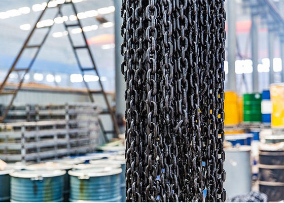 EN818-2 G80 উত্তোলন অ্যাঙ্কর চেইন মিশ্র ইস্পাত কালো জারণ উত্তোলন চেইন
